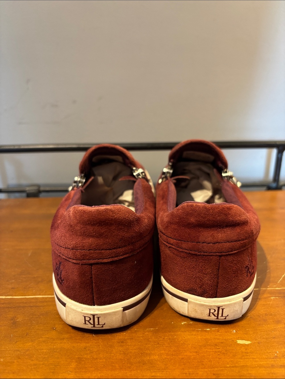 Ralph Lauren Jeorgia Suede Burgundy Slip On Shoes - Picture 7 of 9